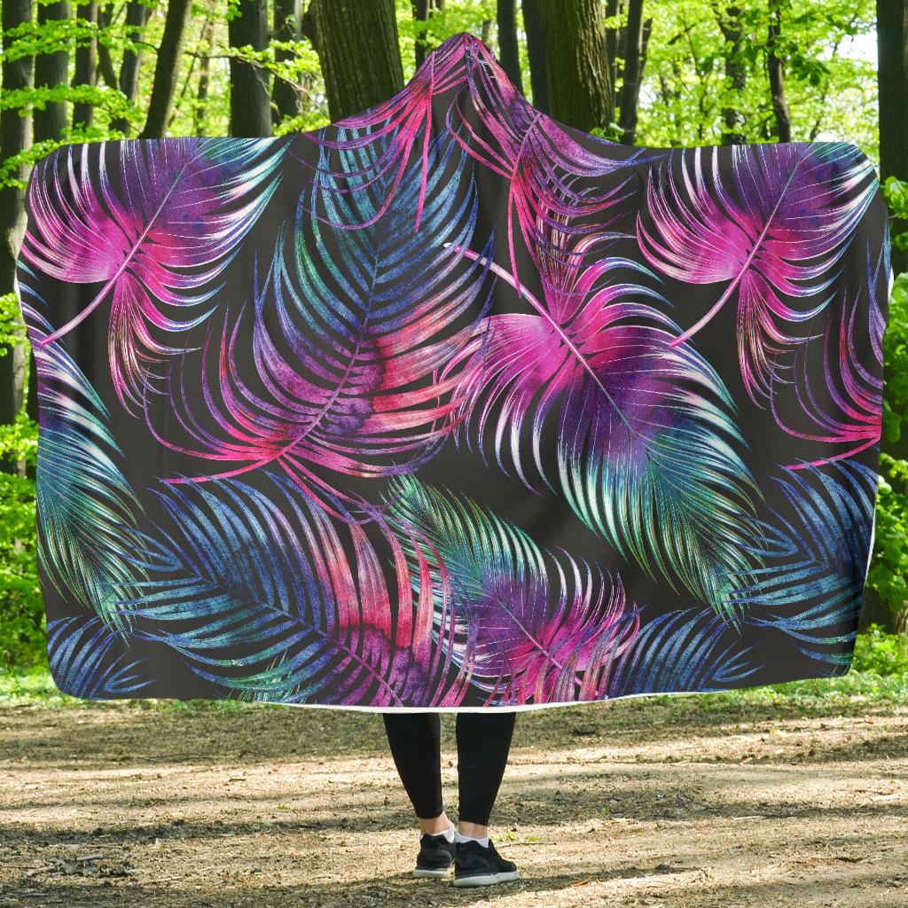 Palm Leaves Pattern Print Design PL010 Hooded Blanket-JORJUNE.COM