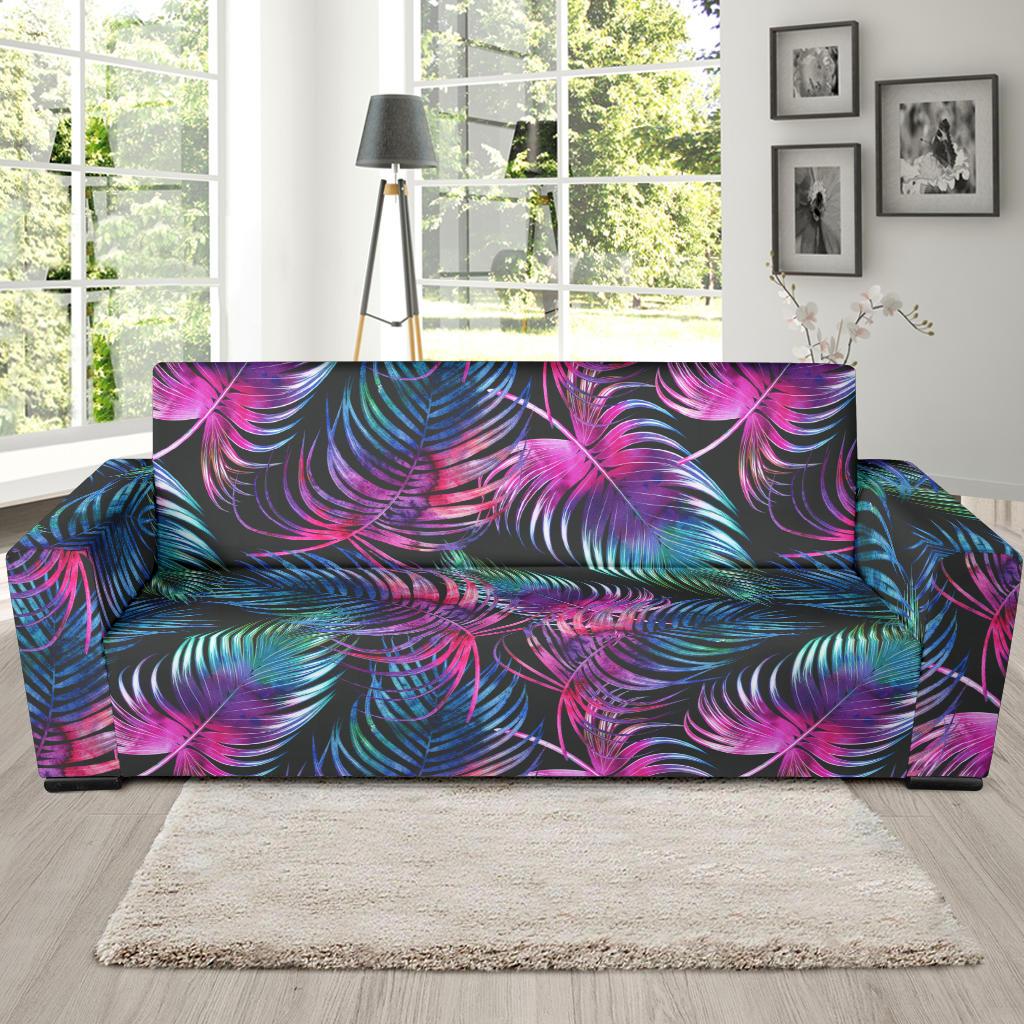 Palm Leaves Pattern Print Design PL010 Sofa Slipcover-JORJUNE.COM