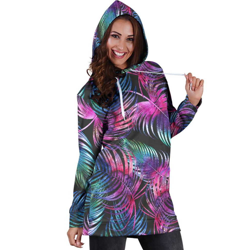Palm Leaves Pattern Print Design PL010 Women Hoodie Dress