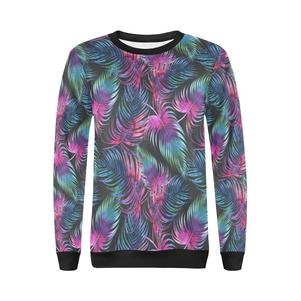 Palm Leaves Pattern Print Design PL010 Women Long Sleeve Sweatshirt-JorJune