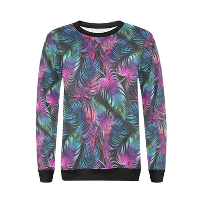 Palm Leaves Pattern Print Design PL010 Women Long Sleeve Sweatshirt-JorJune