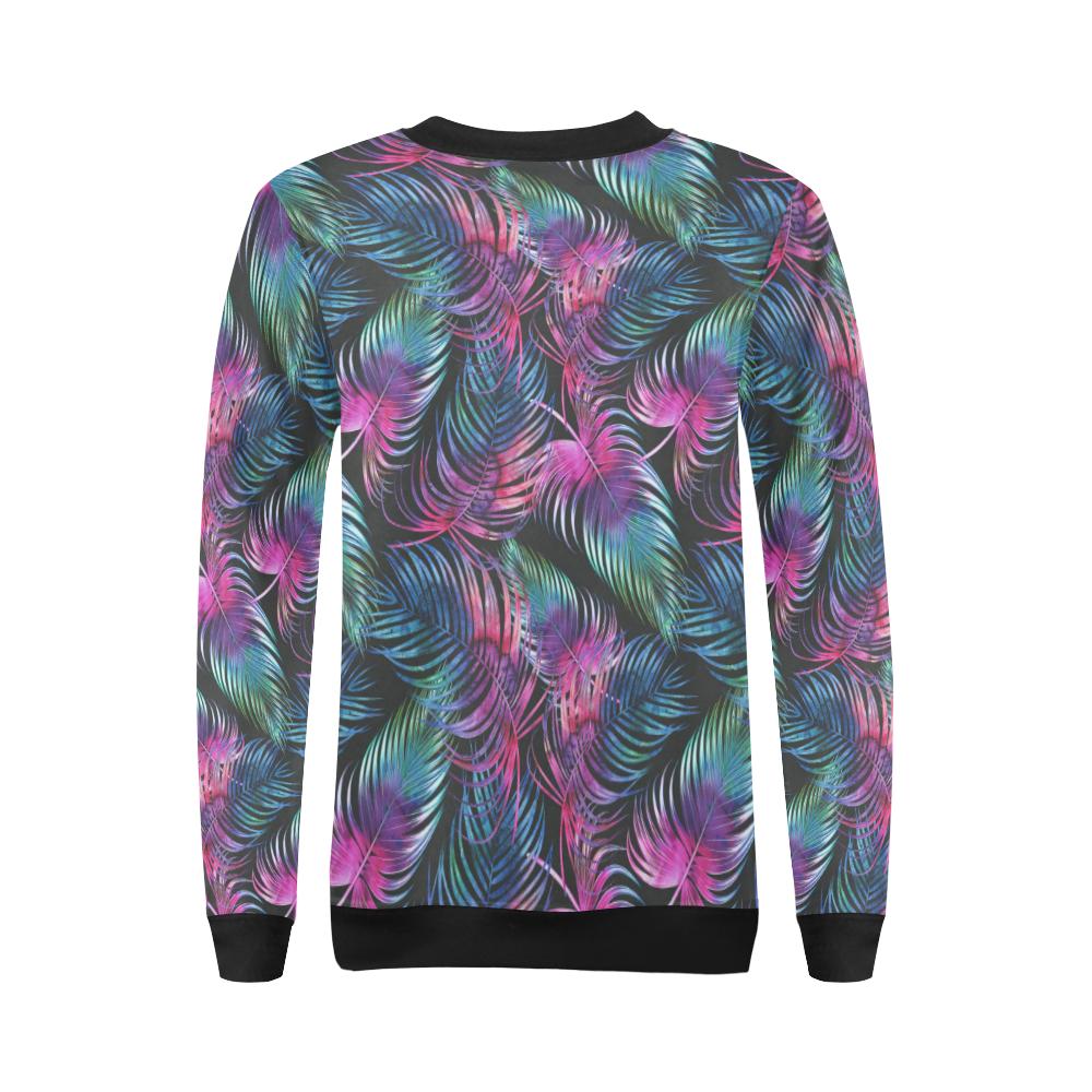 Palm Leaves Pattern Print Design PL010 Women Long Sleeve Sweatshirt-JorJune