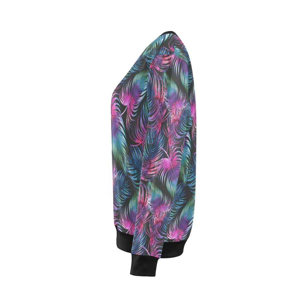 Palm Leaves Pattern Print Design PL010 Women Long Sleeve Sweatshirt-JorJune