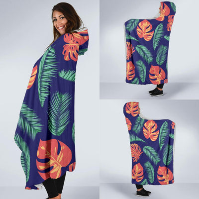 Palm Leaves Pattern Print Design PL011 Hooded Blanket-JORJUNE.COM