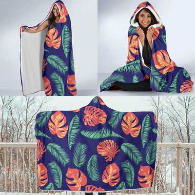 Palm Leaves Pattern Print Design PL011 Hooded Blanket-JORJUNE.COM