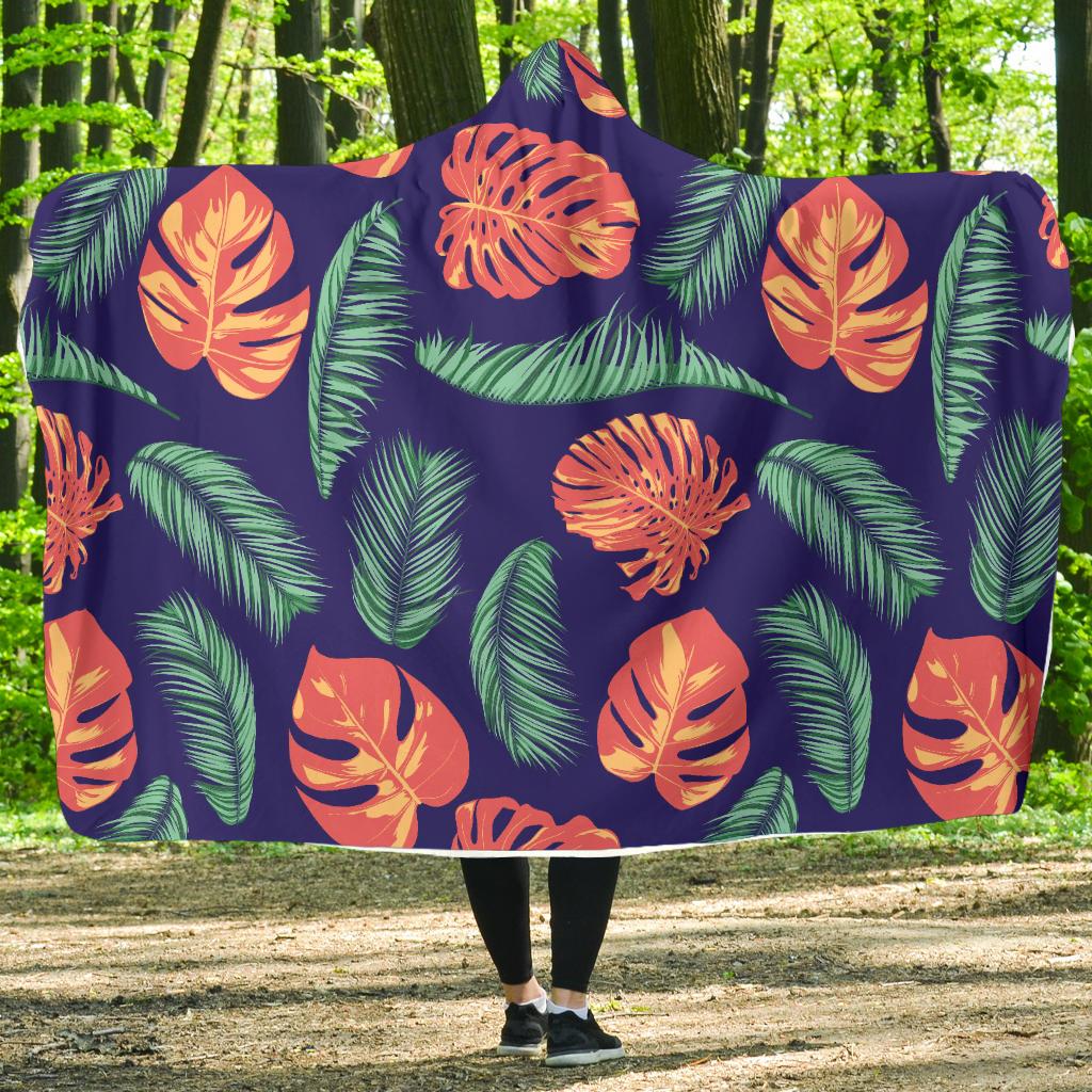 Palm Leaves Pattern Print Design PL011 Hooded Blanket-JORJUNE.COM