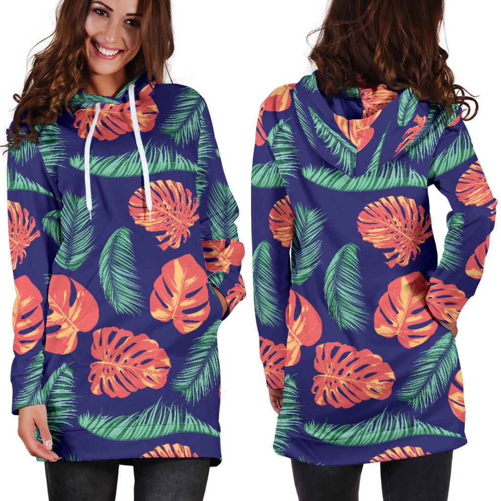 Palm Leaves Pattern Print Design PL011 Women Hoodie Dress