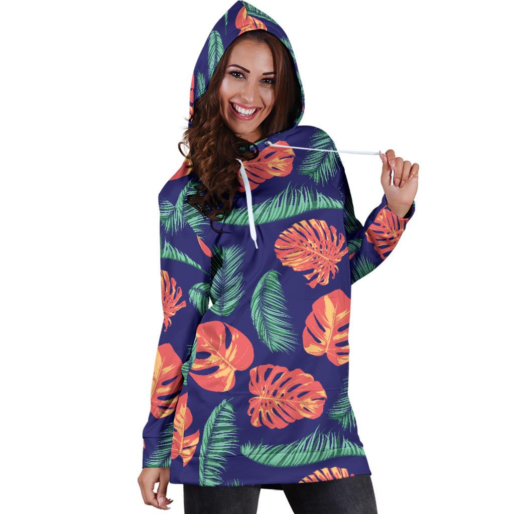 Palm Leaves Pattern Print Design PL011 Women Hoodie Dress