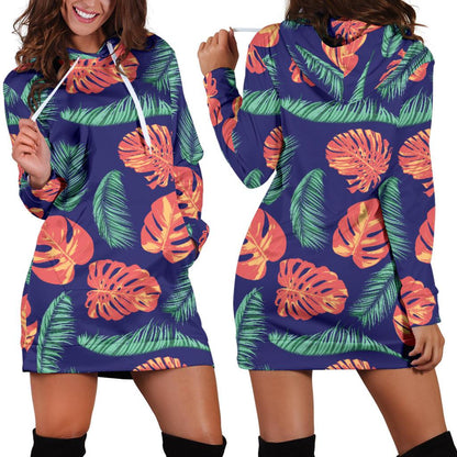 Palm Leaves Pattern Print Design PL011 Women Hoodie Dress
