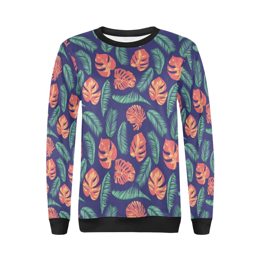 Palm Leaves Pattern Print Design PL011 Women Long Sleeve Sweatshirt-JorJune