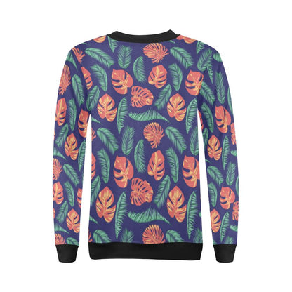 Palm Leaves Pattern Print Design PL011 Women Long Sleeve Sweatshirt-JorJune