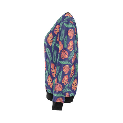 Palm Leaves Pattern Print Design PL011 Women Long Sleeve Sweatshirt-JorJune
