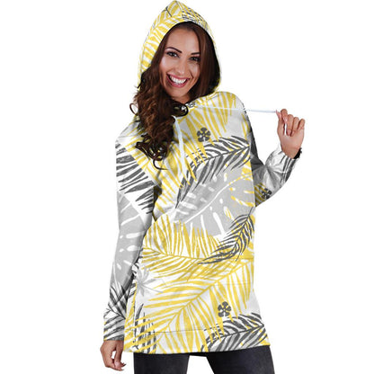 Palm Leaves Pattern Print Design PL012 Women Hoodie Dress