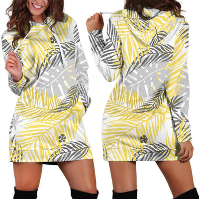 Palm Leaves Pattern Print Design PL012 Women Hoodie Dress
