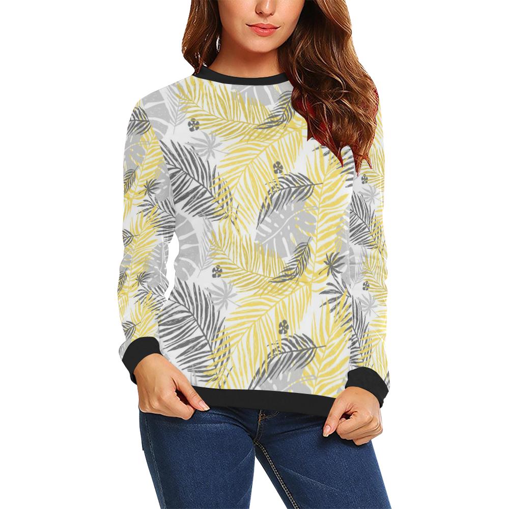 Palm Leaves Pattern Print Design PL012 Women Long Sleeve Sweatshirt-JorJune