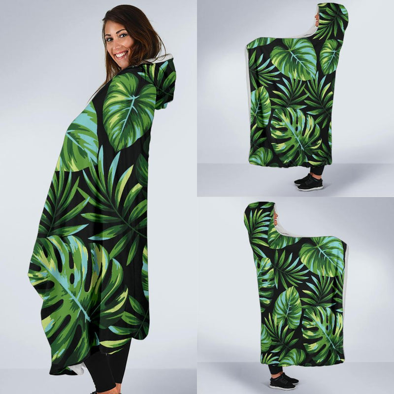 Palm Leaves Pattern Print Design PL013 Hooded Blanket-JORJUNE.COM