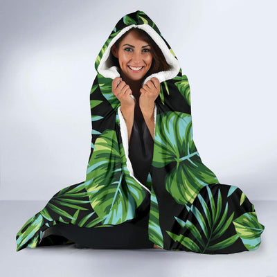 Palm Leaves Pattern Print Design PL013 Hooded Blanket-JORJUNE.COM