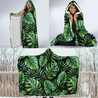 Palm Leaves Pattern Print Design PL013 Hooded Blanket-JORJUNE.COM