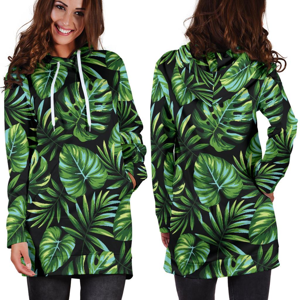 Palm Leaves Pattern Print Design PL013 Women Hoodie Dress