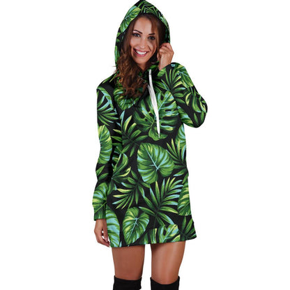 Palm Leaves Pattern Print Design PL013 Women Hoodie Dress