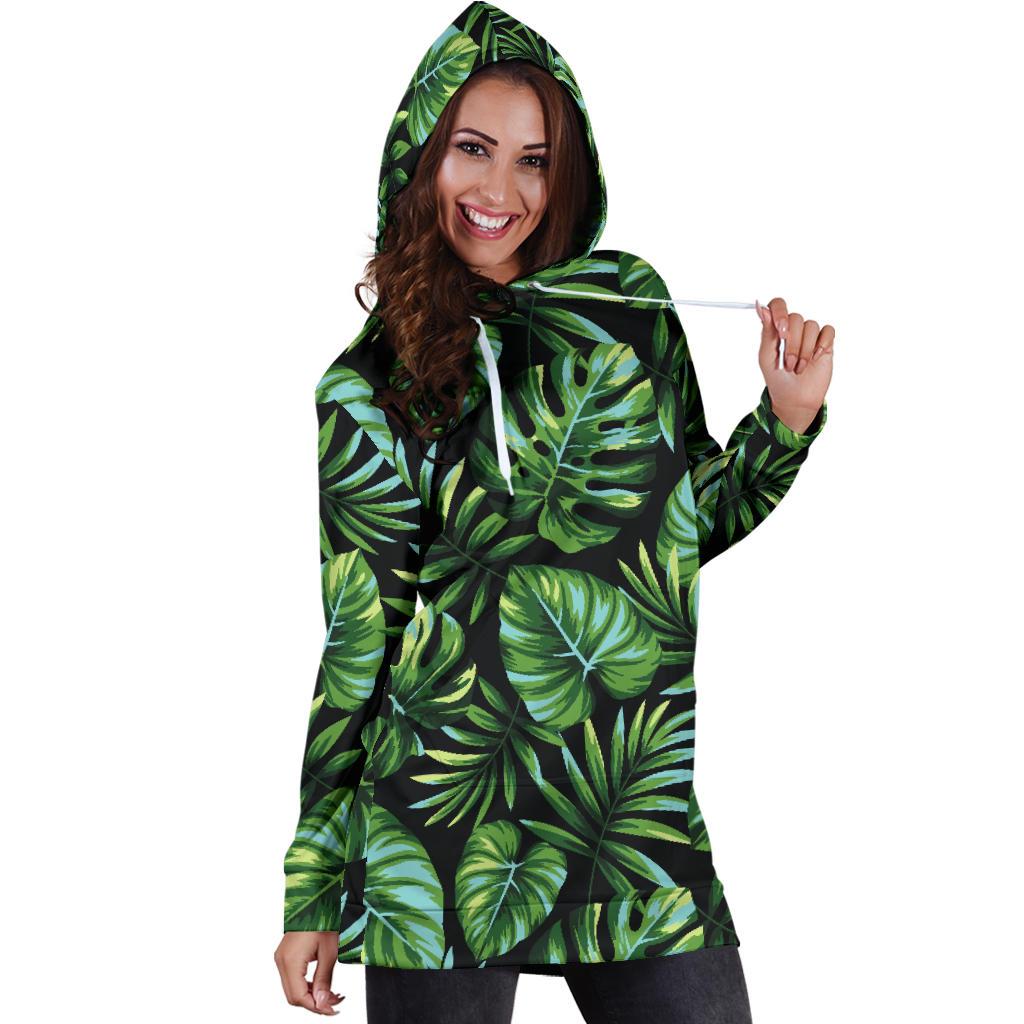 Palm Leaves Pattern Print Design PL013 Women Hoodie Dress