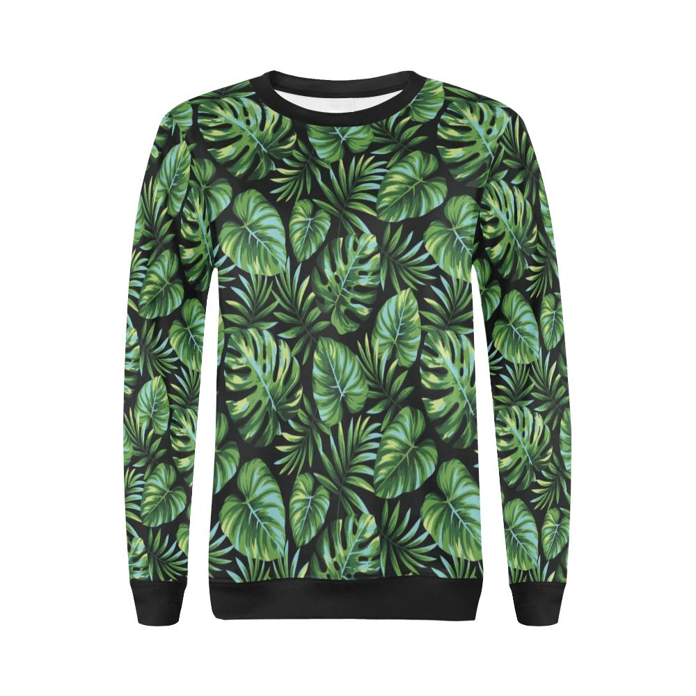 Palm Leaves Pattern Print Design PL013 Women Long Sleeve Sweatshirt-JorJune