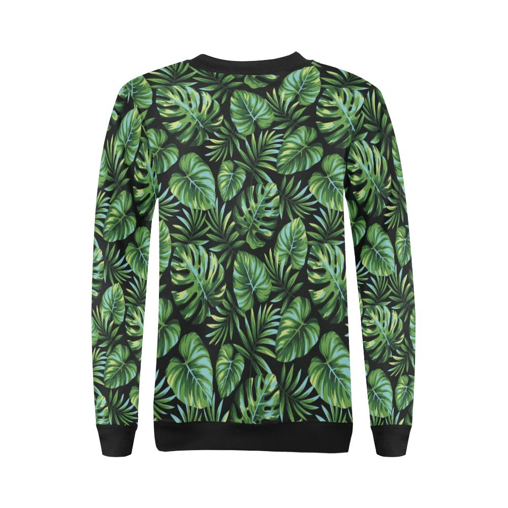 Palm Leaves Pattern Print Design PL013 Women Long Sleeve Sweatshirt-JorJune