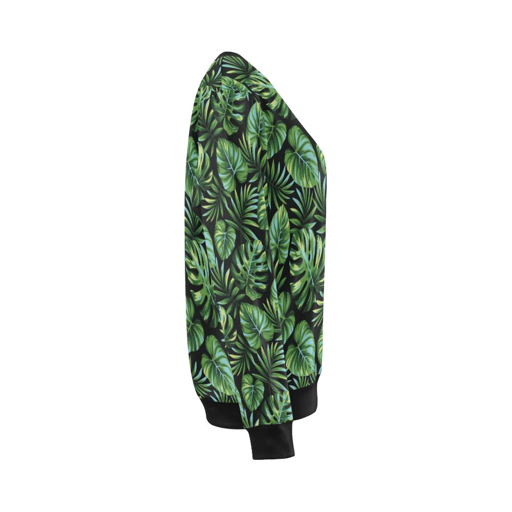 Palm Leaves Pattern Print Design PL013 Women Long Sleeve Sweatshirt-JorJune