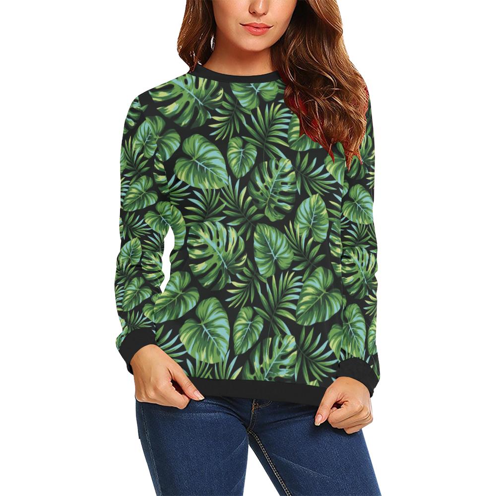 Palm Leaves Pattern Print Design PL013 Women Long Sleeve Sweatshirt-JorJune