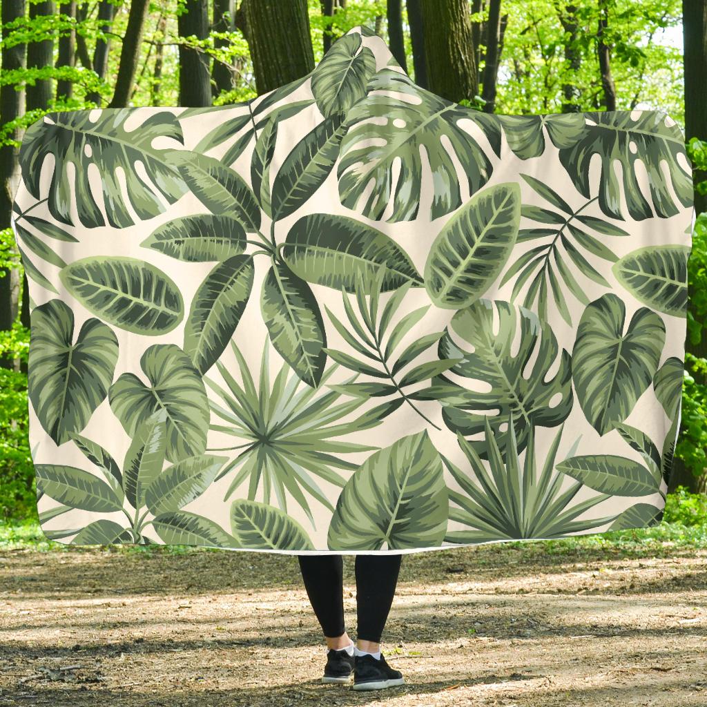 Palm Leaves Pattern Print Design PL014 Hooded Blanket-JORJUNE.COM