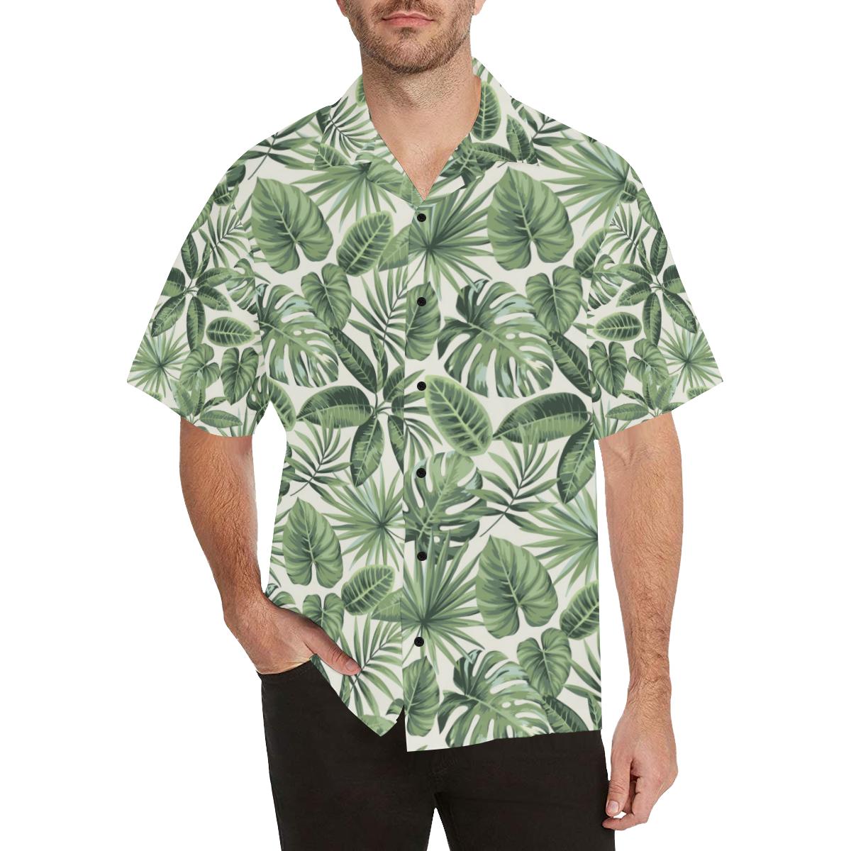 Palm Leaves Pattern Print Design PL014 Men Hawaiian Shirt-JorJune