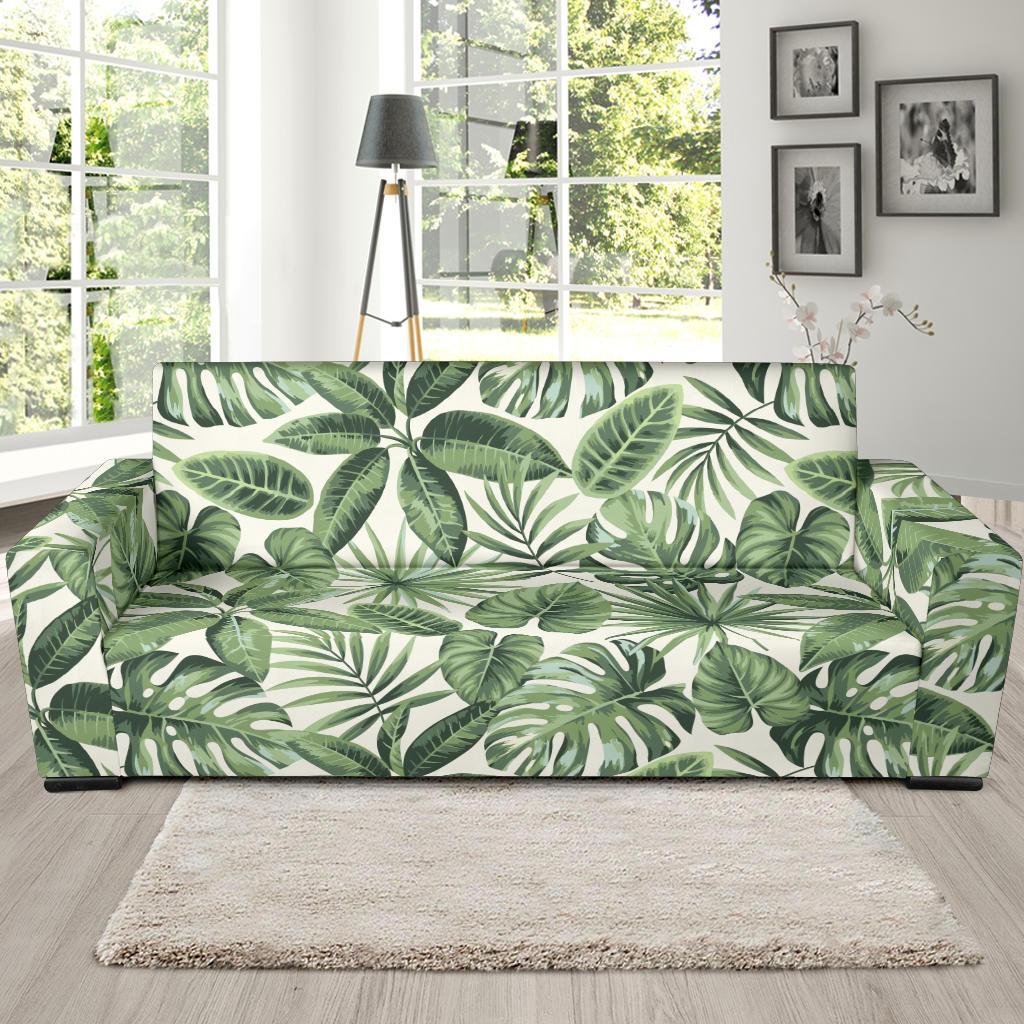 Palm Leaves Pattern Print Design PL014 Sofa Slipcover-JORJUNE.COM