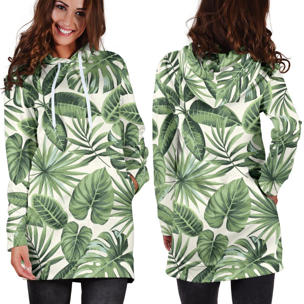 Palm Leaves Pattern Print Design PL014 Women Hoodie Dress