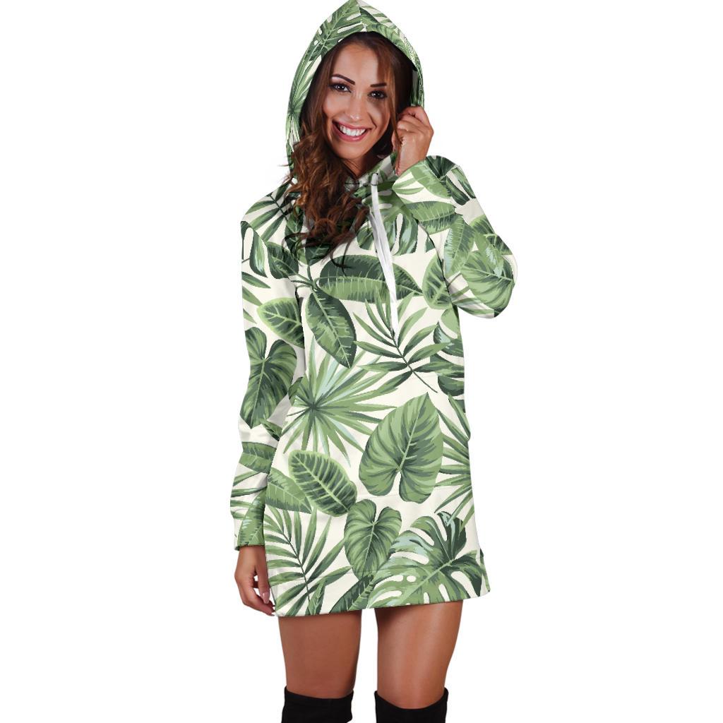 Palm Leaves Pattern Print Design PL014 Women Hoodie Dress