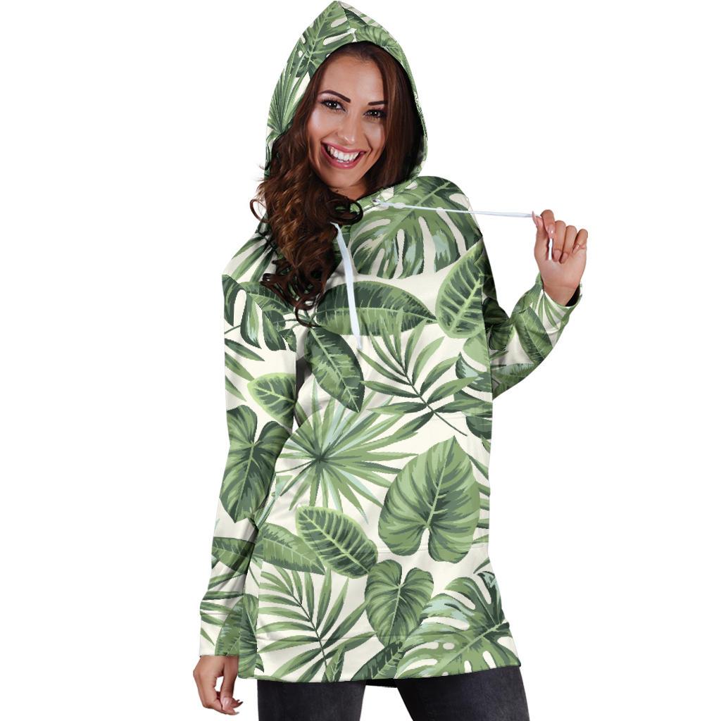 Palm Leaves Pattern Print Design PL014 Women Hoodie Dress