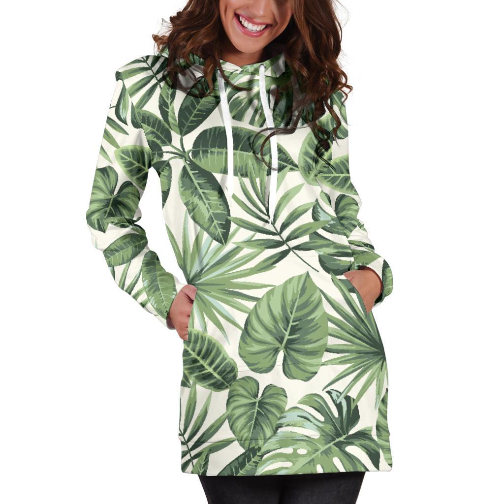 Palm Leaves Pattern Print Design PL014 Women Hoodie Dress