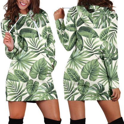 Palm Leaves Pattern Print Design PL014 Women Hoodie Dress