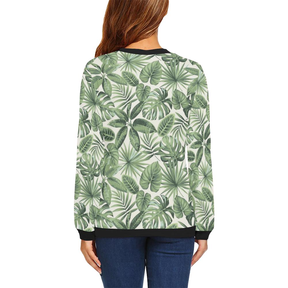 Palm Leaves Pattern Print Design PL014 Women Long Sleeve Sweatshirt-JorJune