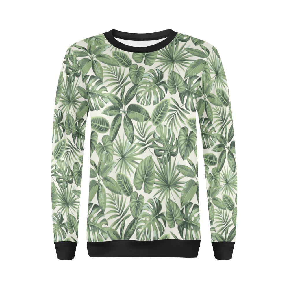 Palm Leaves Pattern Print Design PL014 Women Long Sleeve Sweatshirt-JorJune