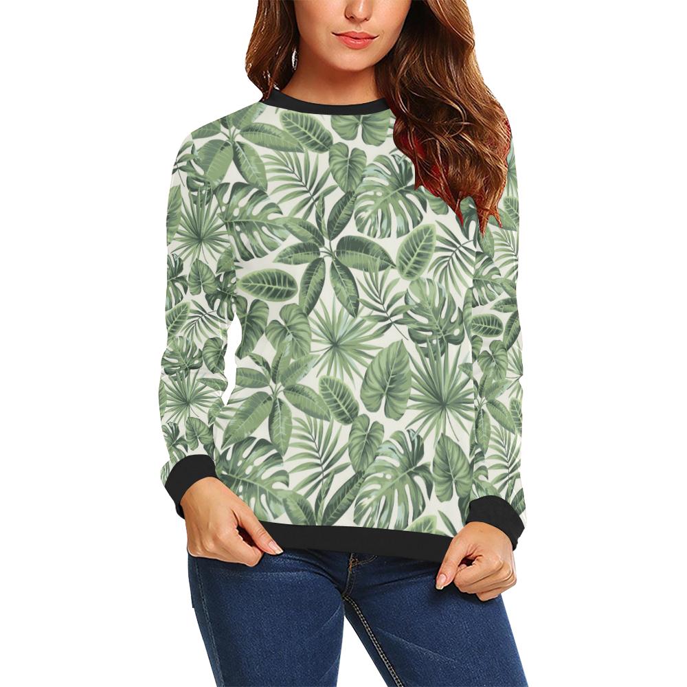 Palm Leaves Pattern Print Design PL014 Women Long Sleeve Sweatshirt-JorJune