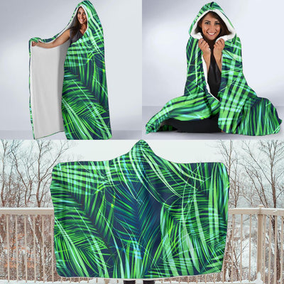 Palm Leaves Pattern Print Design PL02 Hooded Blanket-JORJUNE.COM