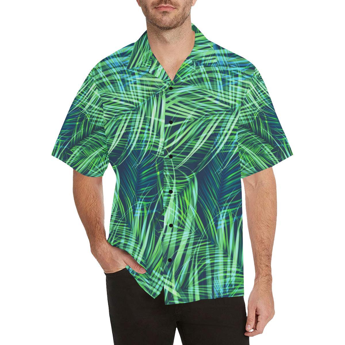 Palm Leaves Pattern Print Design PL02 Men Hawaiian Shirt-JorJune