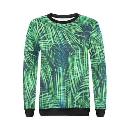 Palm Leaves Pattern Print Design PL02 Women Long Sleeve Sweatshirt-JorJune
