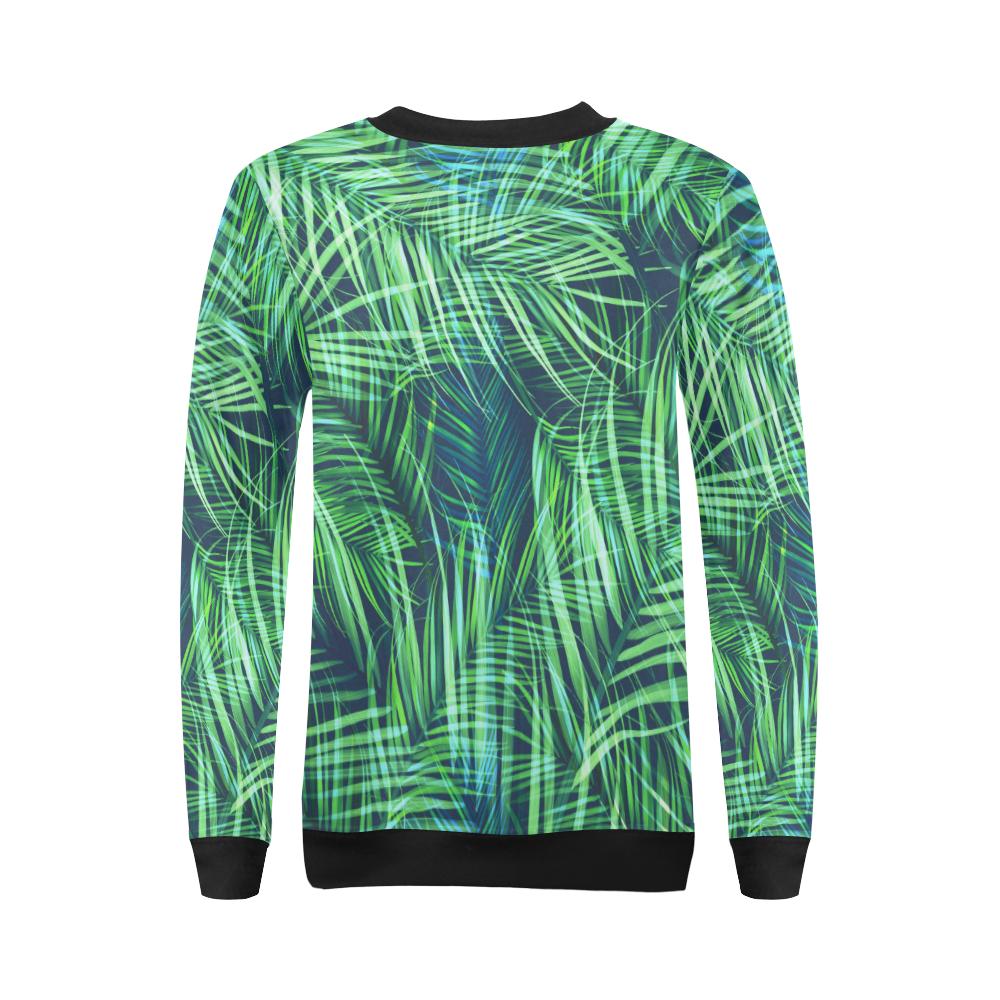 Palm Leaves Pattern Print Design PL02 Women Long Sleeve Sweatshirt-JorJune