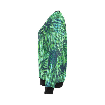 Palm Leaves Pattern Print Design PL02 Women Long Sleeve Sweatshirt-JorJune