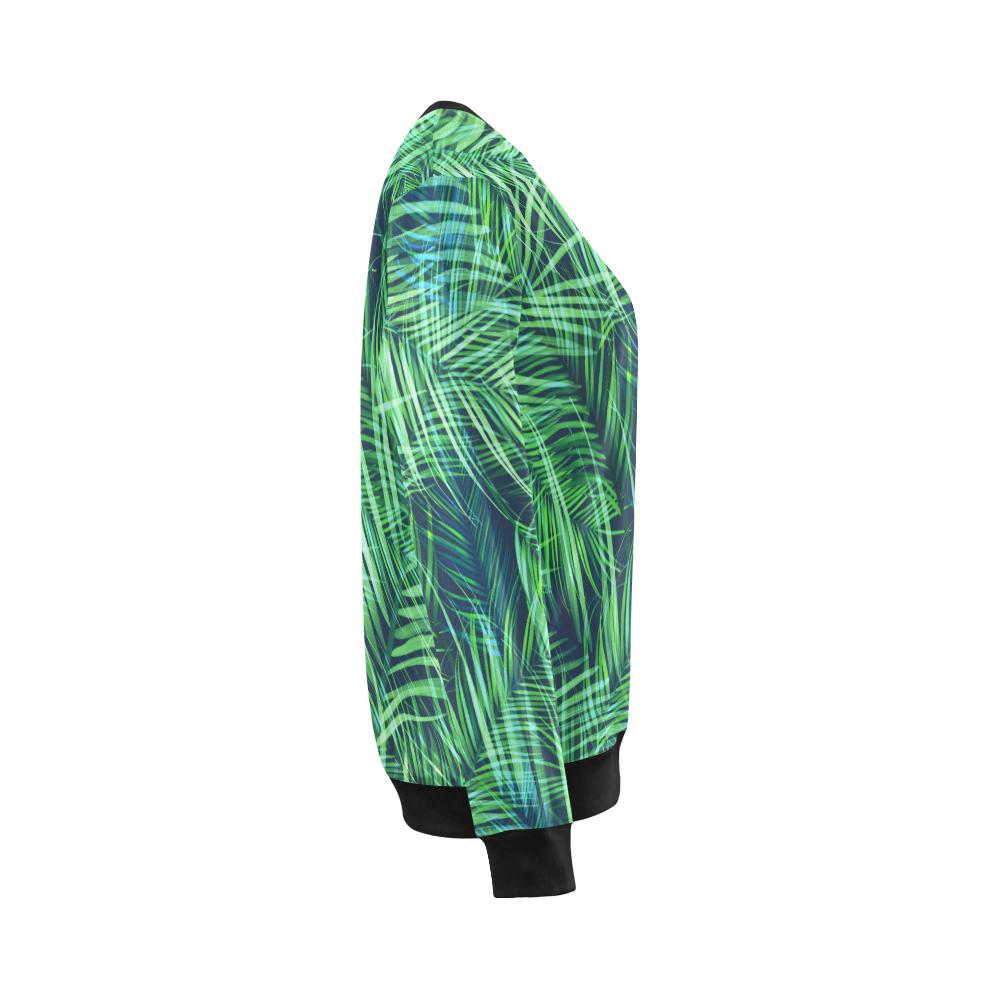 Palm Leaves Pattern Print Design PL02 Women Long Sleeve Sweatshirt-JorJune