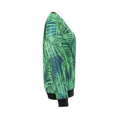 Palm Leaves Pattern Print Design PL02 Women Long Sleeve Sweatshirt-JorJune