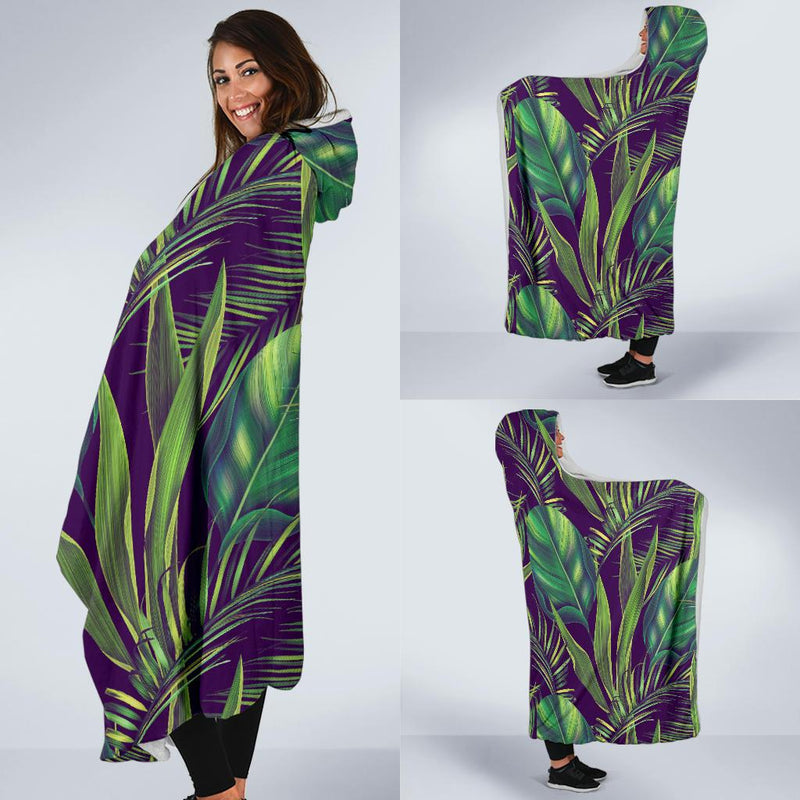 Palm Leaves Pattern Print Design PL03 Hooded Blanket-JORJUNE.COM