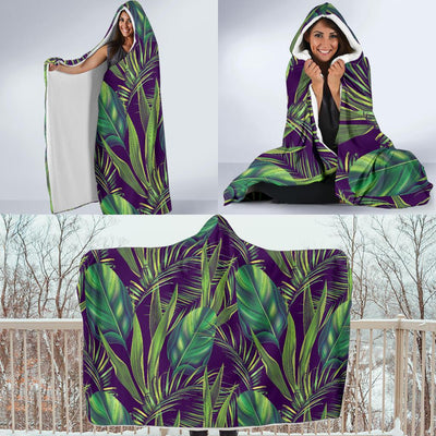 Palm Leaves Pattern Print Design PL03 Hooded Blanket-JORJUNE.COM