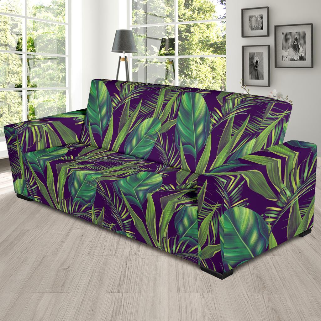 Palm Leaves Pattern Print Design PL03 Sofa Slipcover-JORJUNE.COM